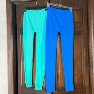 Sofra. “Free Size” Mint and Bright Blue Leggings. Selling two together.